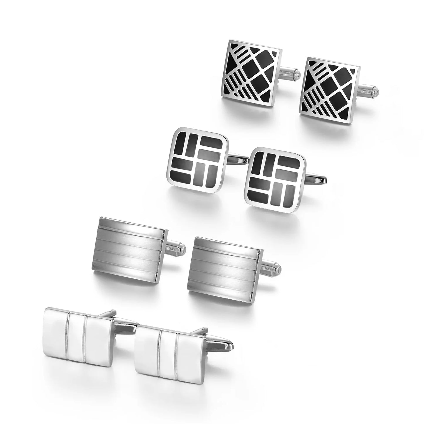 4 paires de boutons de manchette pour hommes avec boîte cadeau, boutons de manchette pour chemises d'homme, cadeaux pour invités de mariage, cadeau pour mari, pince à cravate d'affaires T0204022