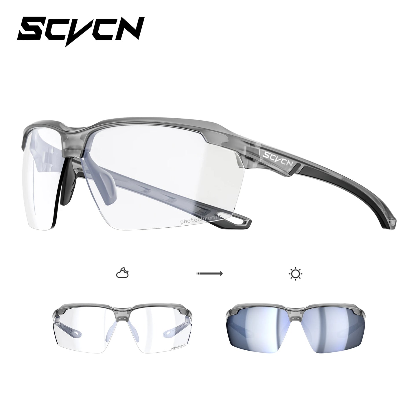 SCVCN Lunettes de soleil photochromiques Cyclisme Vélo VTT Randonnée Golf UV400 Lunettes de sport pour hommes femmes Baseball