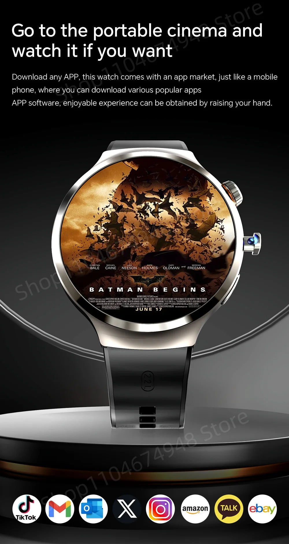 Montre intelligente 4G/5G Full Netcom 1,98 pouces Amoled avec caméra rotative à 210°, Android 13.0, double système GPS, batterie 1900 mAh