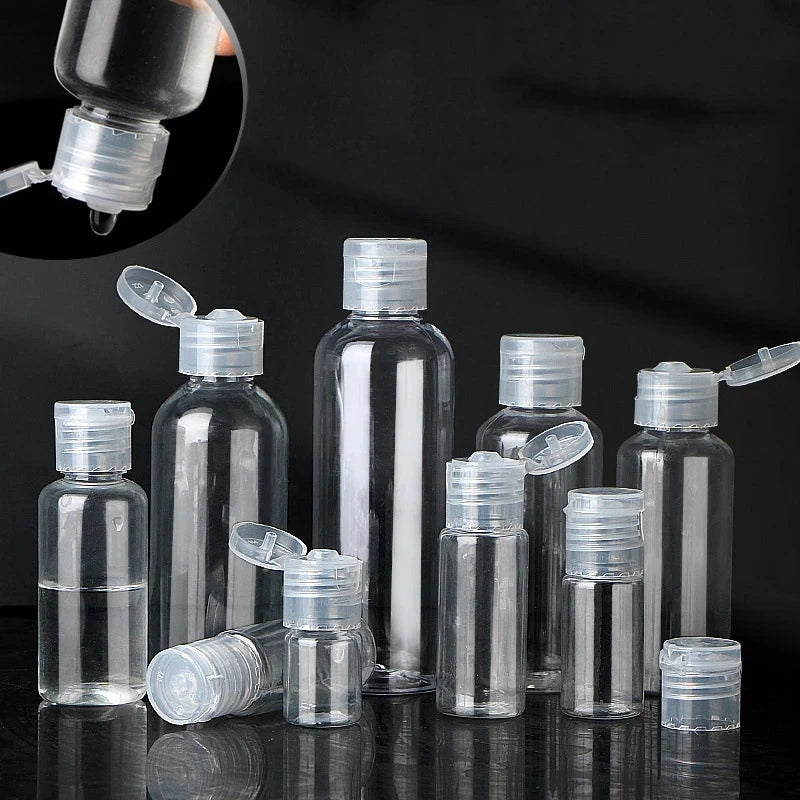 Lot de 30/50/100 flacons compressibles en plastique de 5 à 120 ml avec bouchon à clapet, en PET, pour lotion, shampoing, échantillons cosmétiques, flacons de voyage