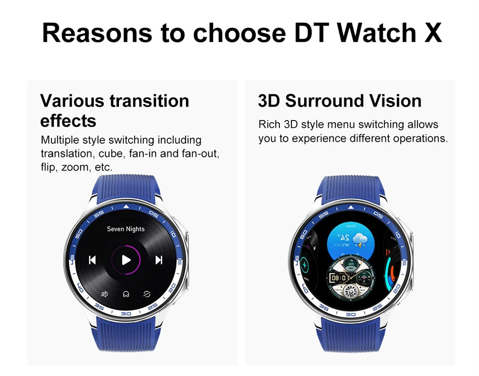 OPPO DT Watch X Montre Connectée Bluetooth avec Appel, 4 Go de Mémoire, Enregistrement, Lecture MP3+MP4, Son Surround Visuel 3D, Smartwatches Homme 2025 Nouveau