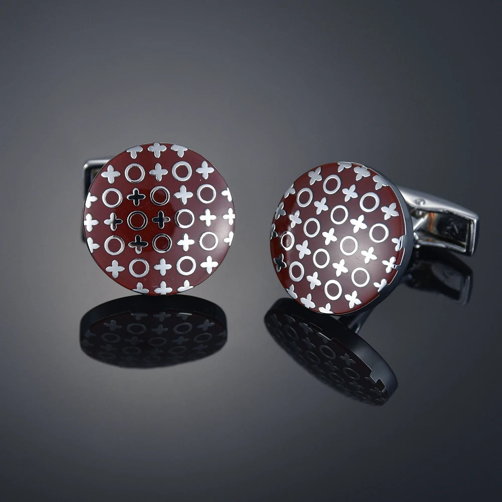 Quality Gems Craft Manschettenknöpfe Blumenmuster Golden Horse Muster Stoff Französische Ovale Hemd gemelos cuff links