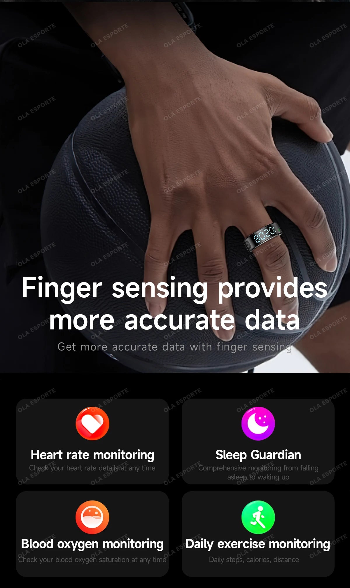 New LED Display Screen Smart Ring 5ATM Waterproof Heart Rate Sleep Multi Function Fitness Sports Rings Pedometer Men's women's