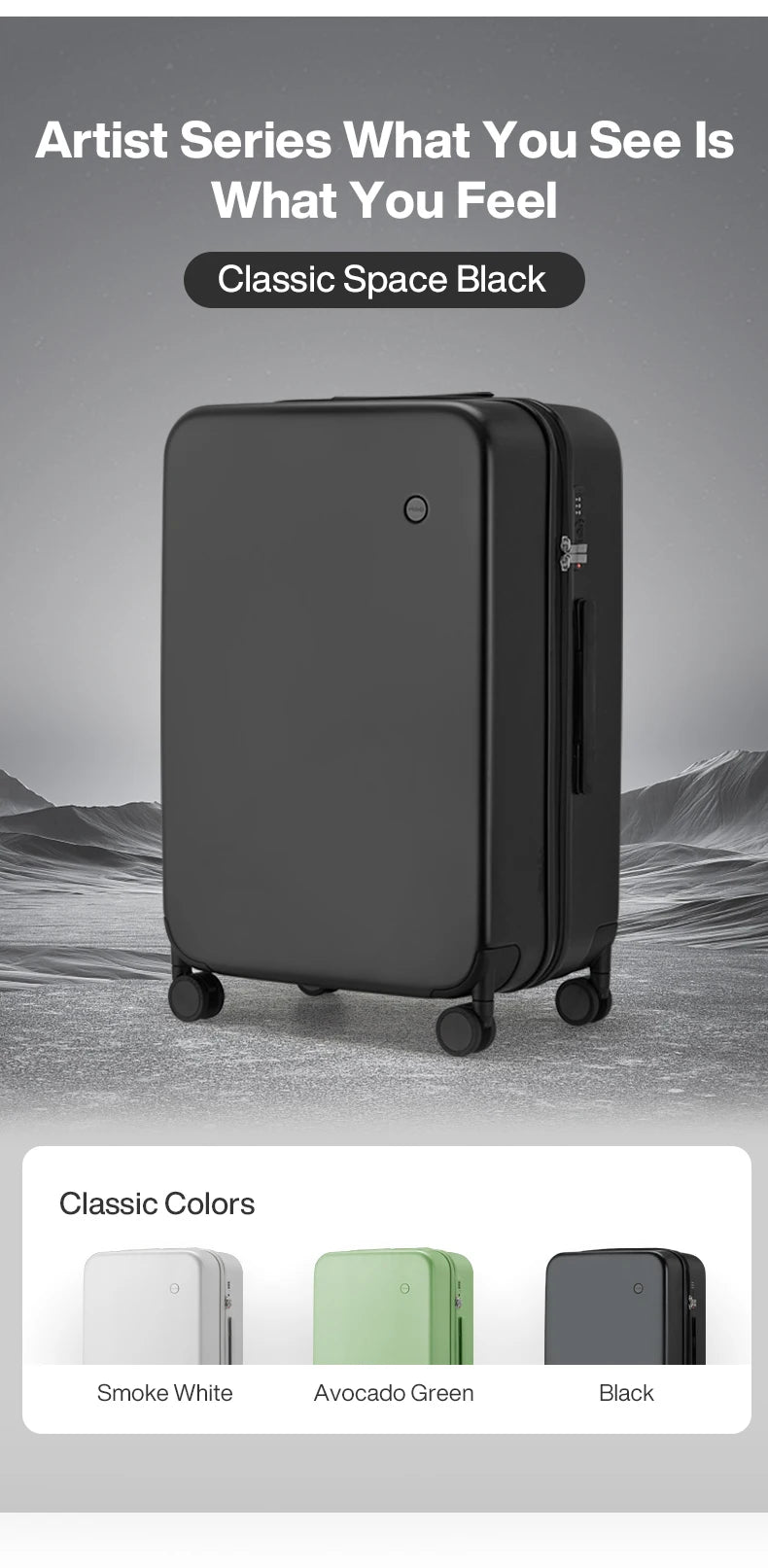 Mixi Puristisches Design Reisekoffer Herren Trolley 14 20 24 26 Zoll Rollkoffer Hartschale Feingitter Damen Koffer