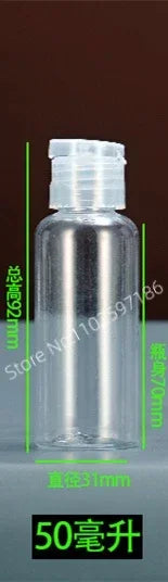 Lot de 30/50/100 flacons compressibles en plastique de 5 à 120 ml avec bouchon à clapet, en PET, pour lotion, shampoing, échantillons cosmétiques, flacons de voyage