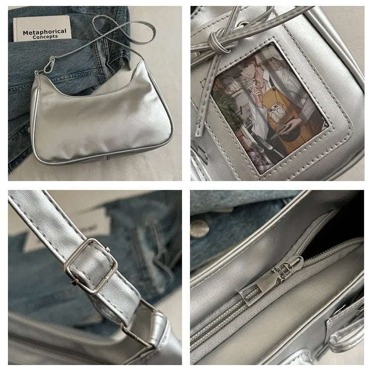 Sac bandoulière d'école pour femme, créateur japonais, sac à main, bourse Y2k Harajuku, sac à bandoulière pour femme, sac transparent coréen