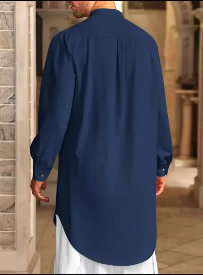 Chemise musulmane ample en coton pour homme du Moyen-Orient, arabe, malaisien, nouveauté 2025
