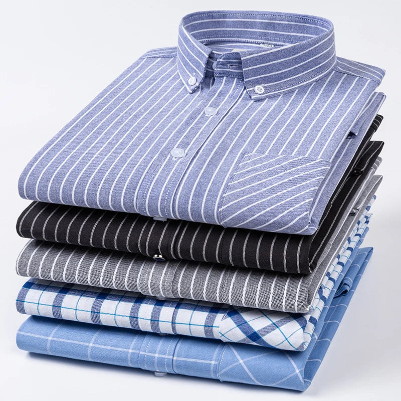 Chemises Oxford à manches longues en 100 % coton pour homme, grandes tailles 8XL, coupe ajustée, unies ou rayées, pour le bureau, couleur blanche, tenues professionnelles