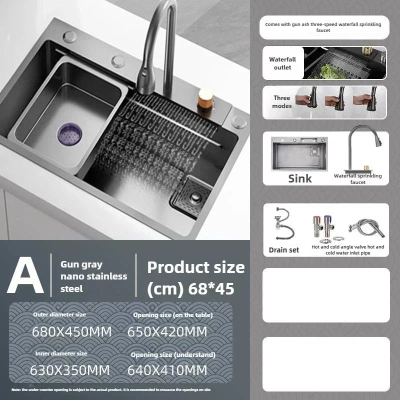 Stainless Steel Thickened SUS304 Sink,Household Kitchen Sink, Dishwashing Nano Process Countertop Sink Sink Kitchen