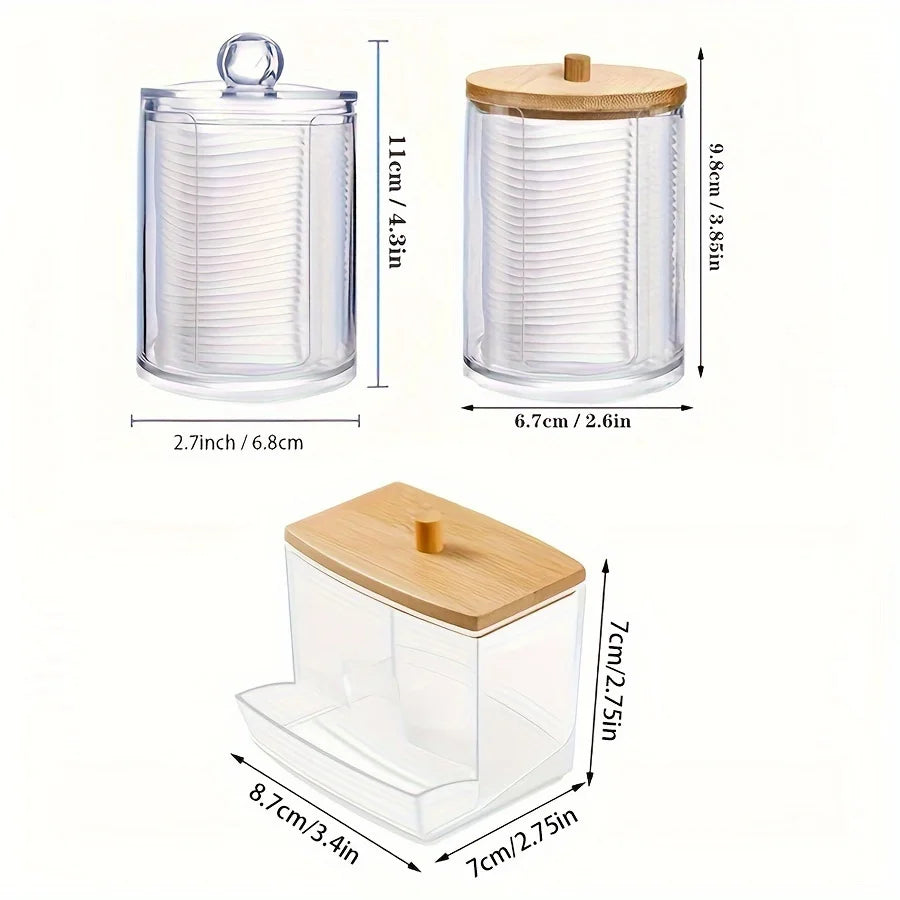 Clear Acrylic Makeup Organizer Cotton Pad Swab Holder Makeup Pads Jar Cosmetic Storage Box  Makeup Storage Home Organization
