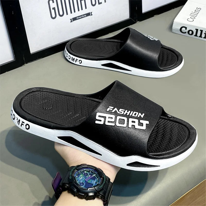Fashion&Sports Herren Sommerslipper Rutschfeste PVC-Robuste Hausschuhe Outdoor-Strand-Flip-Flops für Herren Bequeme Hausschuhe