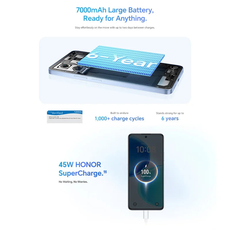 New Global Version HONOR X8d 4G 8GB+256GB 6.77'' AMOLED Screen 108MP Main Camera 7000 mAh 45W SuperCharge Dual SIM Android 16