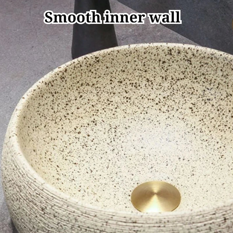 Vintage Art Ceramic Bathroom Sink Scratch Resistant Wear-resistant Easy Clean Washbasin Durable Household Bathroom Fixture