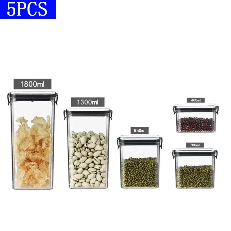 Bocaux scellés de 460 à 1800 ml, organisateur de cuisine pour le stockage des céréales, grand réservoir en plastique, boîte de rangement étanche à l'humidité, bocaux à condiments ménagers