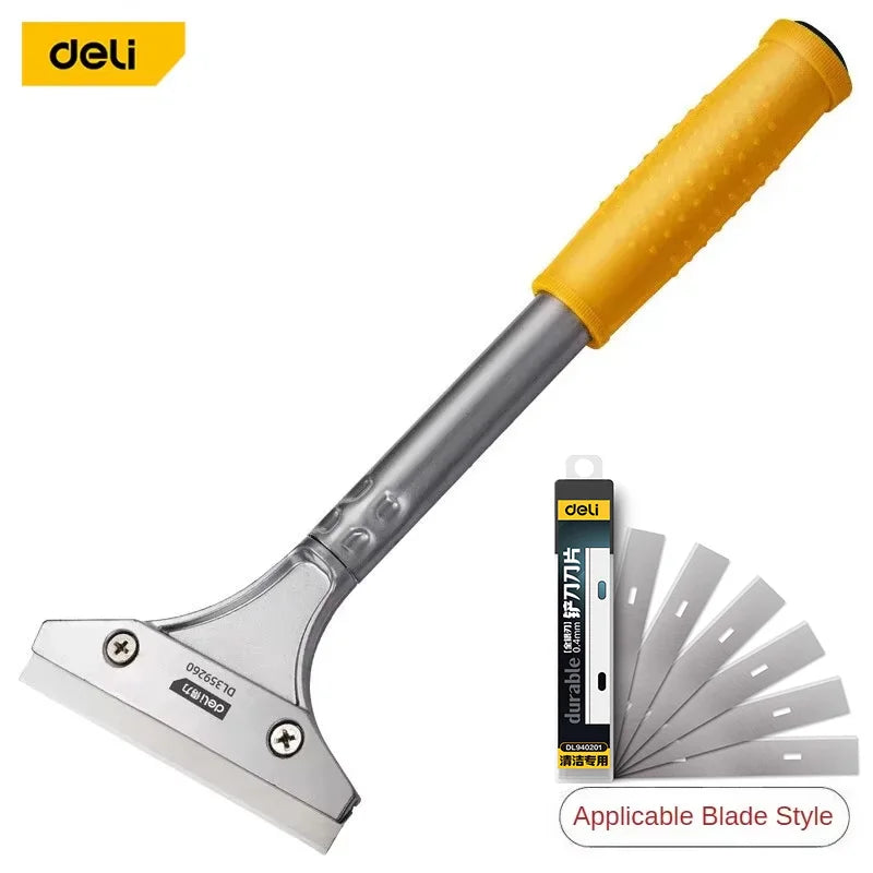 Deli Tragbares Reinigungsmesser Reinigungsschaufel Glasschaber Fliesenschaber Klingennahtentferner Haushaltsküchen-Handwerkzeug