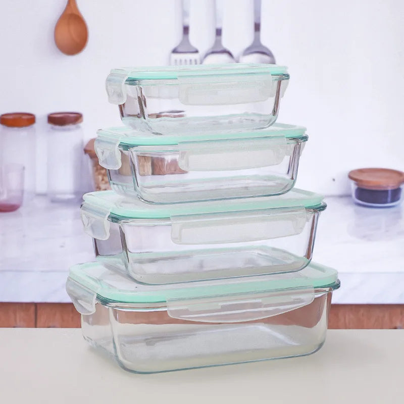 Boîte alimentaire en verre, préparation de repas, boîte à lunch hermétique, compatible micro-ondes, four, congélateur et lave-vaisselle