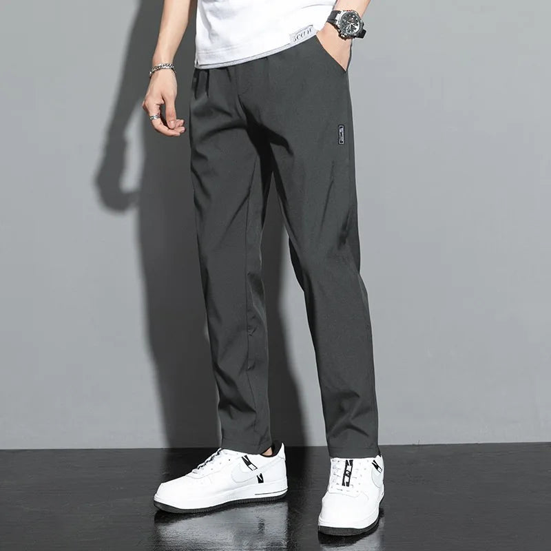 Sommer Herren Eisseide schnelltrocknende Freizeithose schmal geschnitten koreanische Version Eisseidehose Sporthose gerades Bein schnelltrocknend p