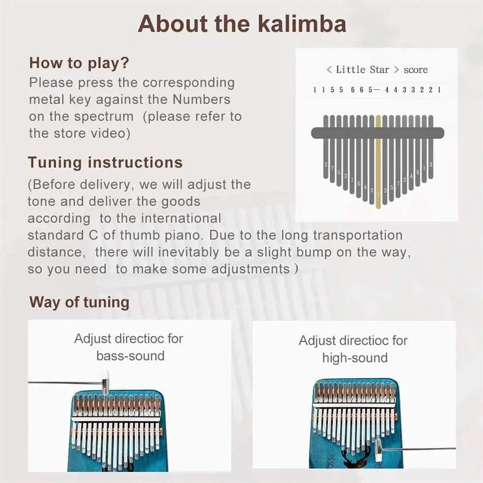 Kalimba Musikinstrument Daumenklavier 17 Tasten Mahagoni Holz Fingerklavier Kombinationsgeschenke für Kinder Tragbares Mbira Fingerklavier