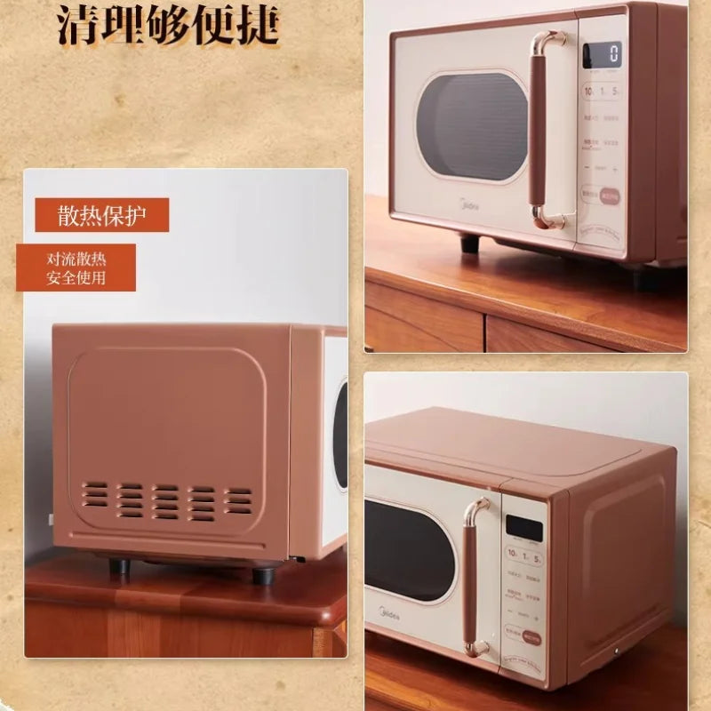 Petit Four à Micro-ondes Rétro Inverter, Appareil Multifonction 3-en-1 Cuisson Vapeur pour Cuisine Domestique