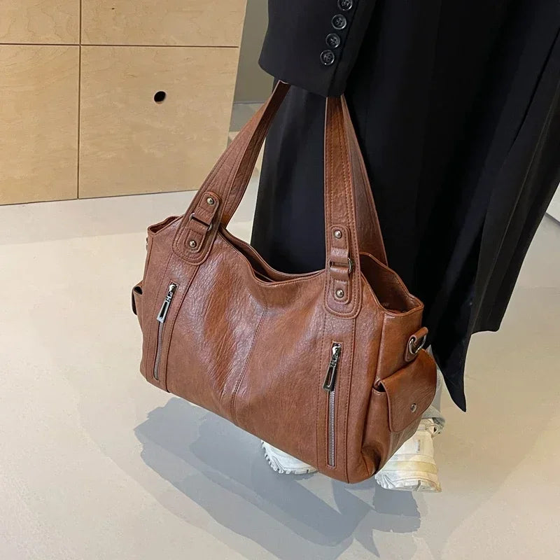 Heiß begehrte Umhängetasche mit weichem Innenfach 2024Hochwertige Damentasche in Kontrastfarben Mode Reißverschluss PU Damenhandtasche