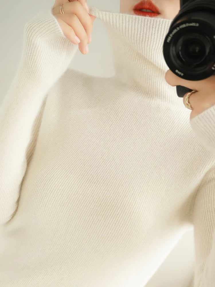 Women Sweater Turtleneck Slim Pullovers Autumn Winter Warm Bottoming Shirts Jumpers Basic High Strecth Korean Knitwear 2026
