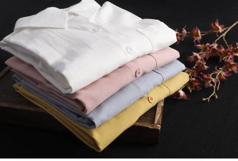 Chemisier ample grande taille respirant Chemise mi-longue coréenne décontractée Chemises d'automne Femme Chemises unies simples à manches longues