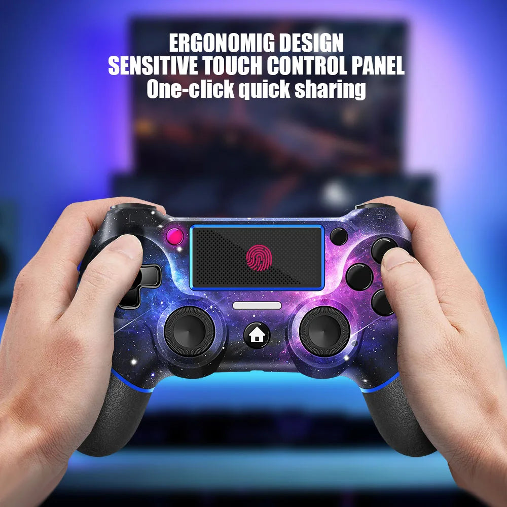 AceGamer Wireless Gamepad für PS4 Controller, mit USB-C-Kabel/Doppelmotoren/6-Achsen-Gyroskop/3,5-mm-Audiobuchse/Touchpad-Funktion