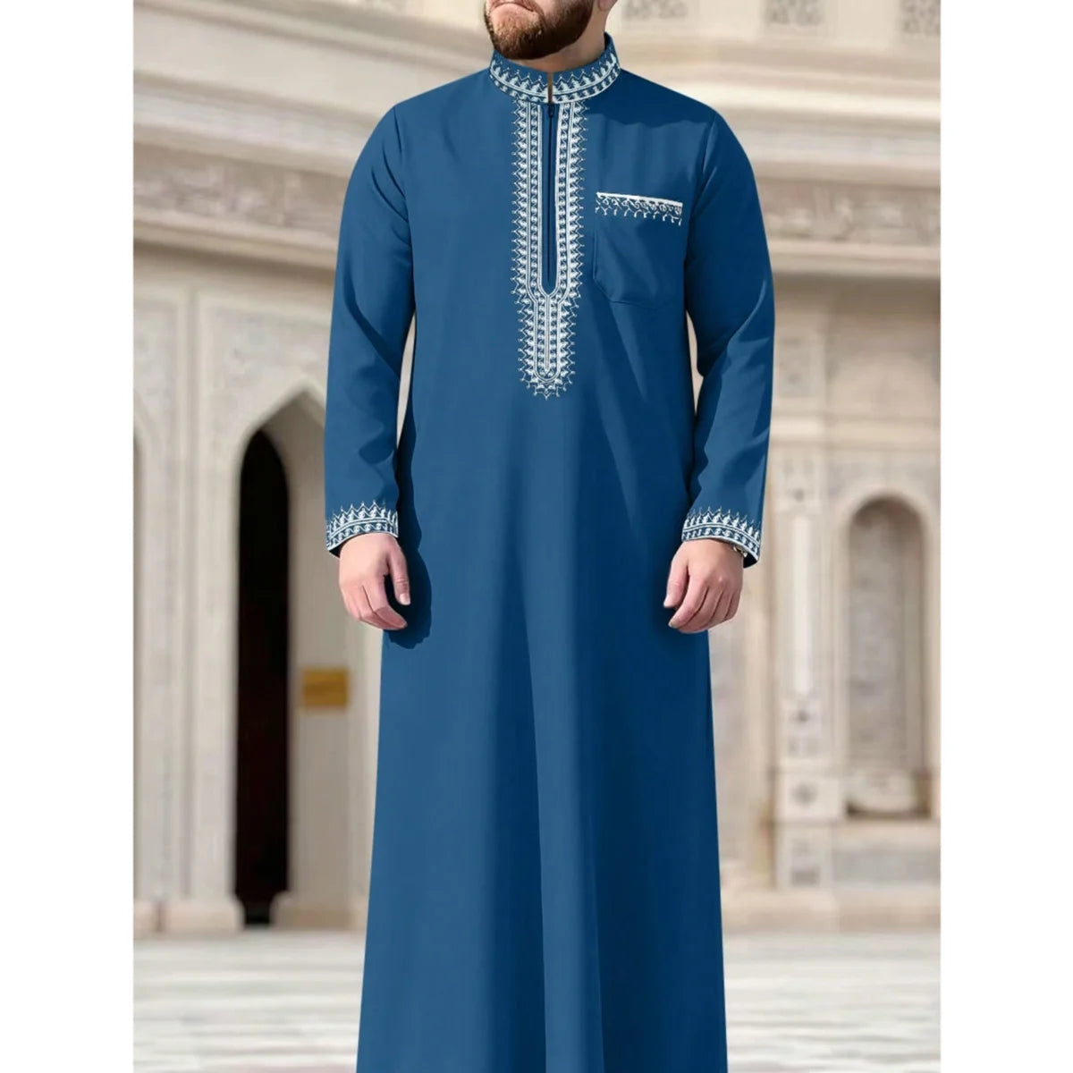 Neue muslimische Herren-Robe, islamische Kapuzen-Ethno-Kleidung, elegante Retro-Nahost-Stickerei, schlichte, lässige Herren-Robe