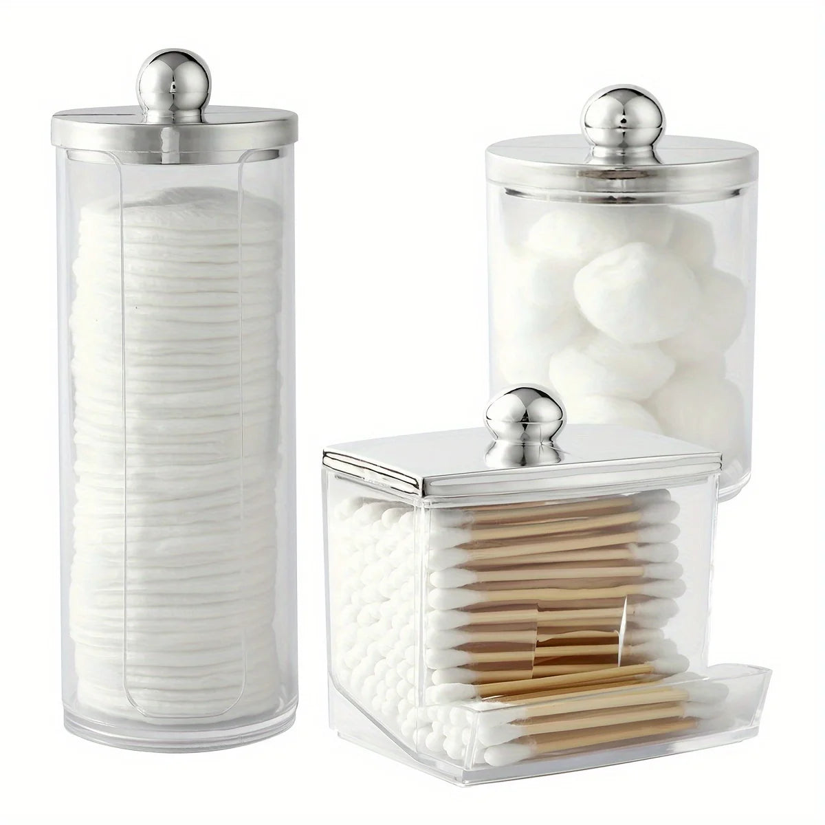 3 Stück Q-Tip-Halter Spender Aufbewahrungsbox Badezimmer Organizer Behälter für Wattestäbchen/Wattepads/Watterondellen