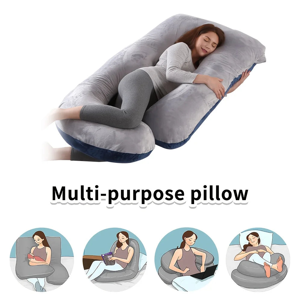 60-inch Full Body Pillow, Maternity Pillow, Maternity Full Body PillowwithPillowcase,Full Body Pillow with Back, Leg.(135X75X60）
