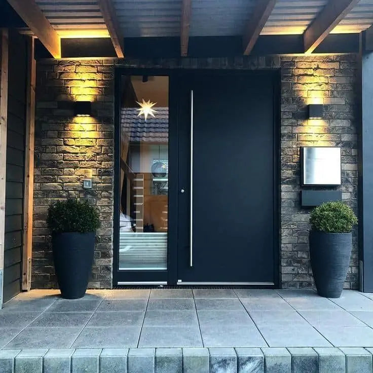 Portes principales prix usine pour la sécurité domestique, portes en aluminium au design moderne avec verre trempé pour villa, porte d'entrée personnalisée