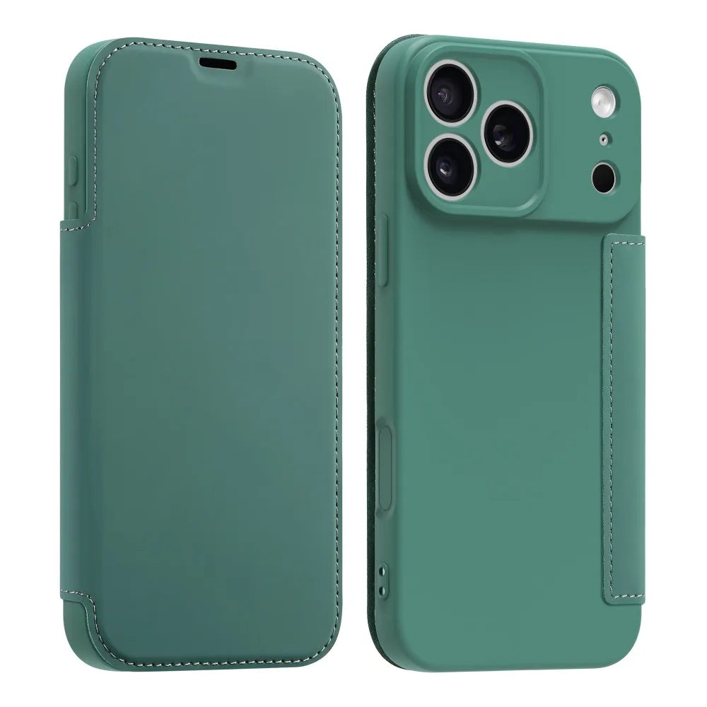 Luxury Leather Original Liquid Silicone Flip Wallet Card Case For iPhone 17 16 15 14 11 12 13 Pro Max Air XS 8 7 Plus Soft Cover