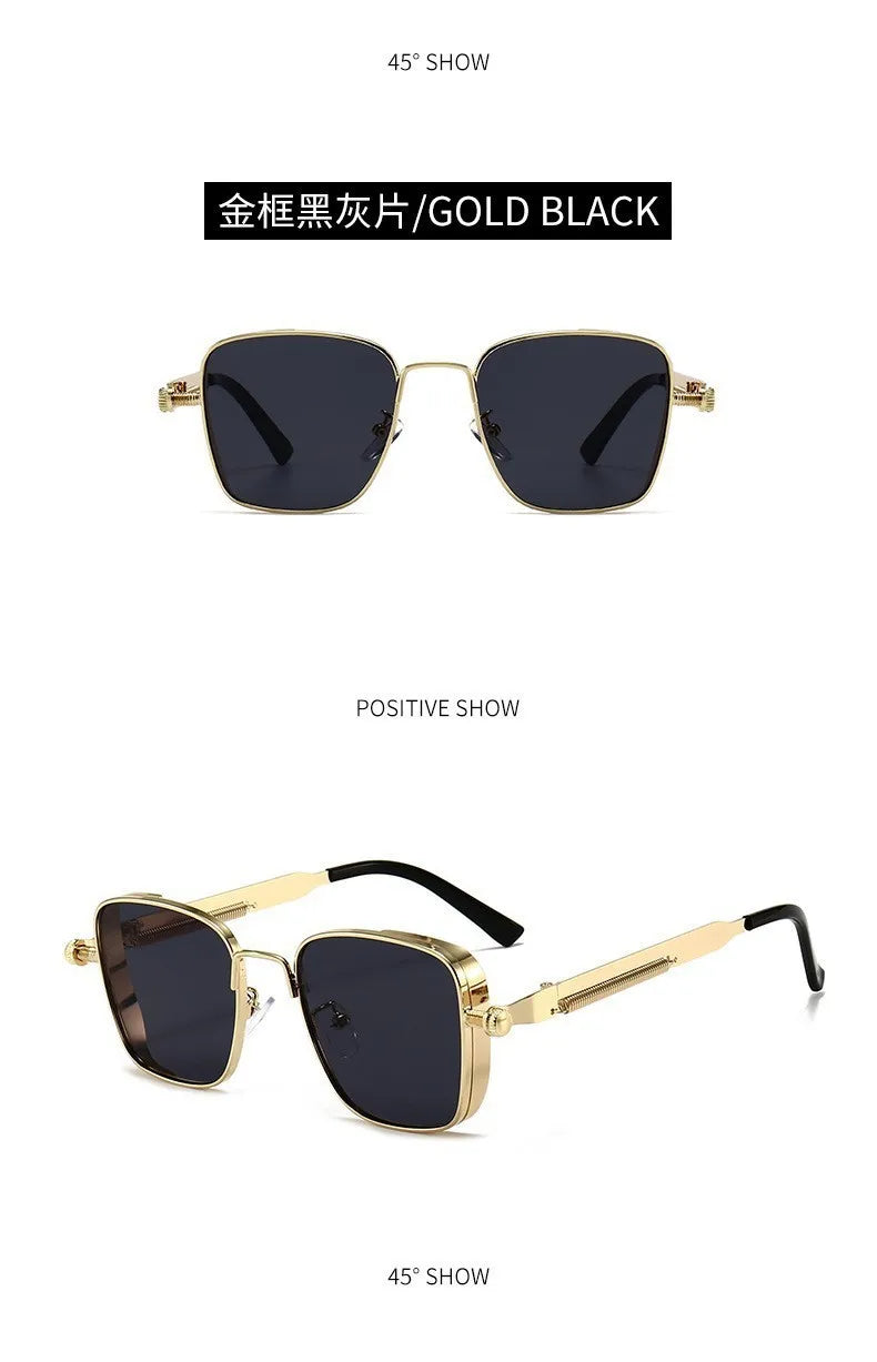 New Eyeglasses Vintage Steampunk Square Metal Sunglasses Fashionable Versatile Unisex Eyewear Unique Statement Style Sun Glasses