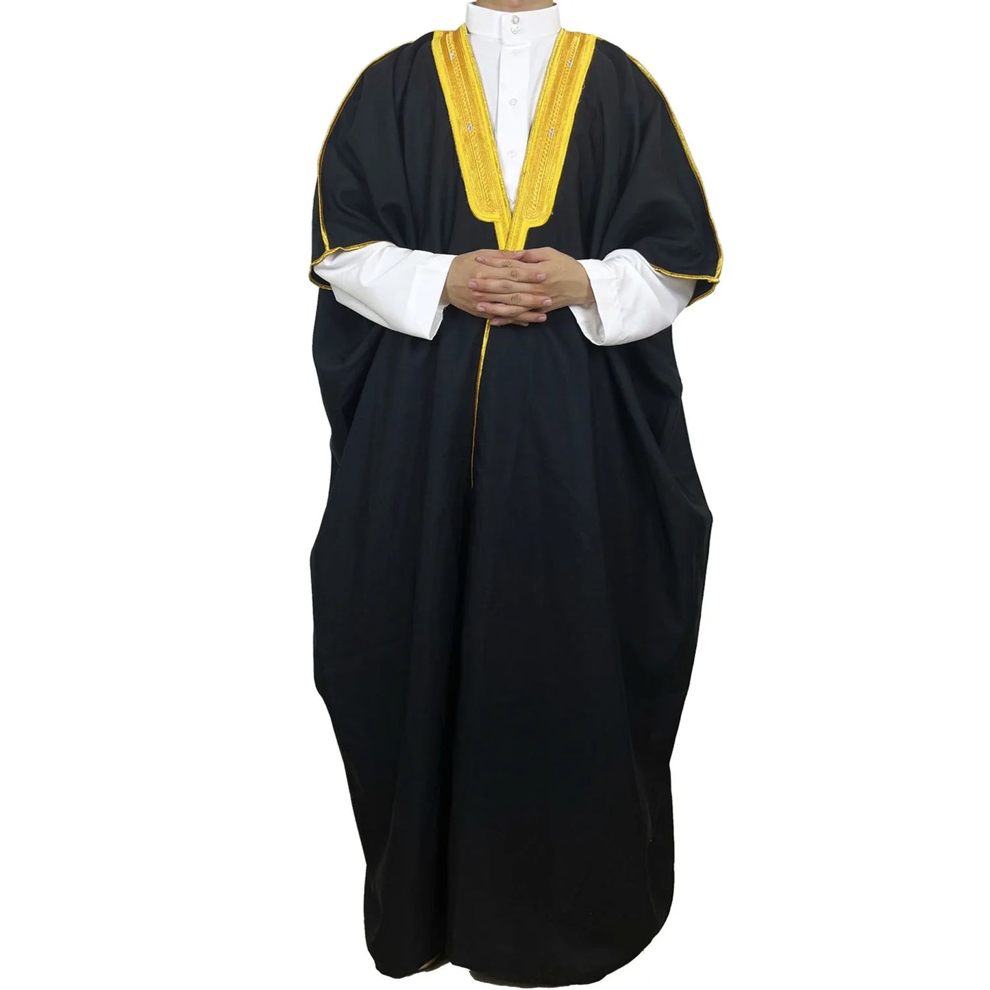 Moyen-Orient Hommes Ouvert Abayas Musulman Robe Kimono Dishdasha Vêtements Islamiques Dubaï Arabie Saoudite Caftan Brodé Robe Prière Thobe