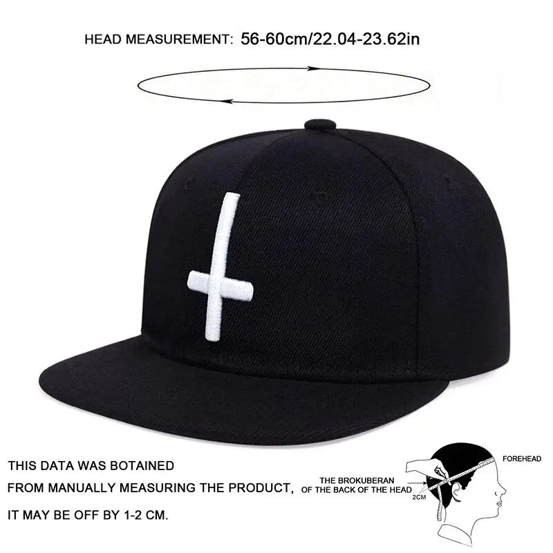 Unisex Flache Kreuz-Stickerei Hip-Hop-Hüte Frühling Herbst Outdoor Verstellbare Freizeit-Baseballkappen Sonnenhut
