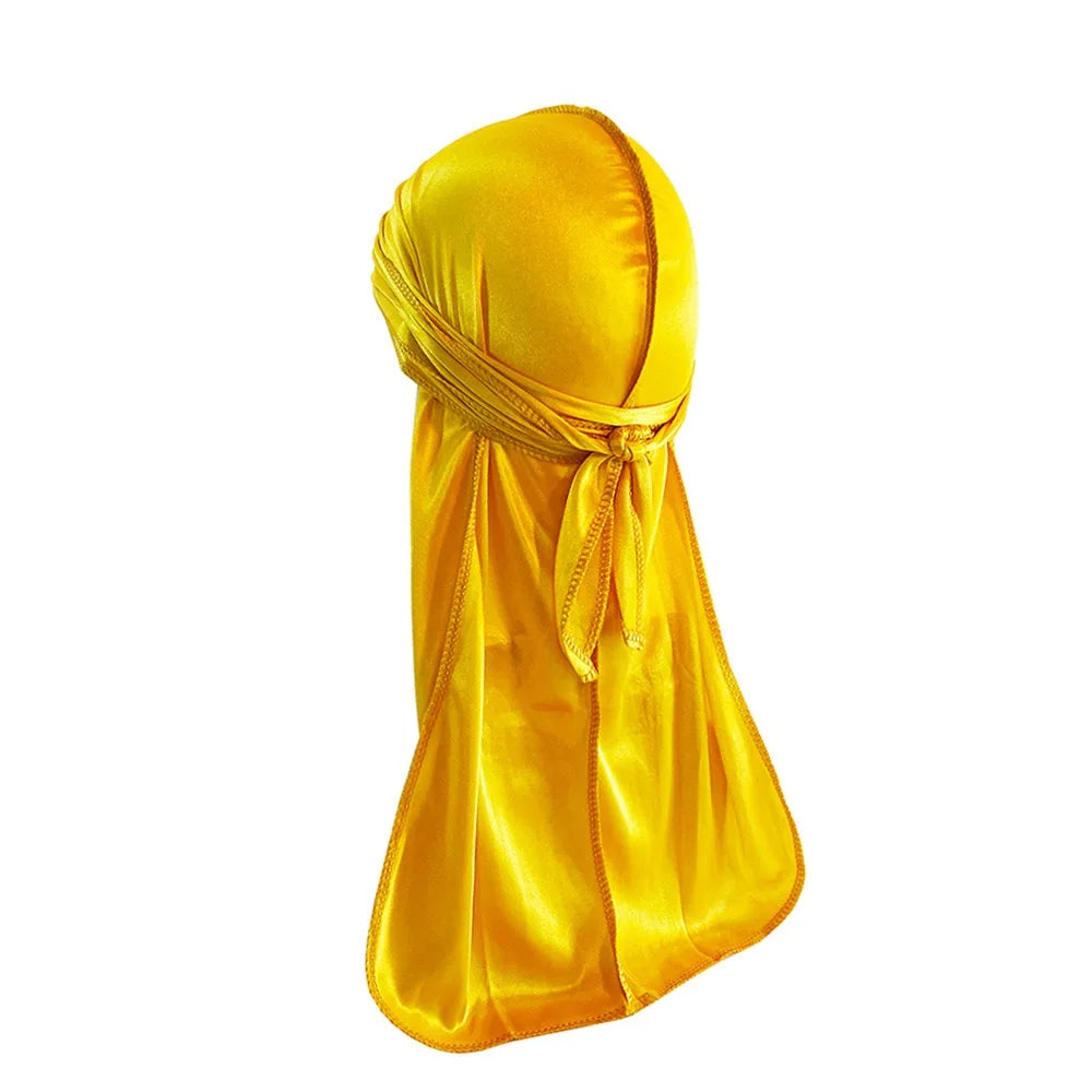 1-4Pcs New Silk Plus (High-Density) Durag Bandana Turban Hat Men Breathable Long Tail Doo Rag for men Durags Pirate Hat Headband