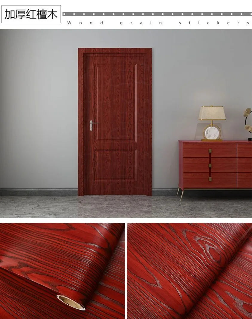 90CM Width Wood Grain PVC Wallpaper for Door Wardrobe Cupboard Table Furniture Waterproof Self Adhesive Stickers Home Decor Film