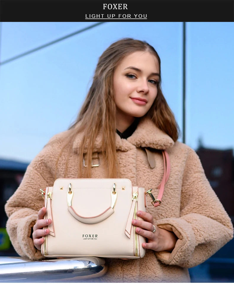 FOXER Spaltleder Damen Umhängetasche Elegante Handtasche 2026 Neue Große Damen Tragetasche Luxuriöse Designer Umhängetasche