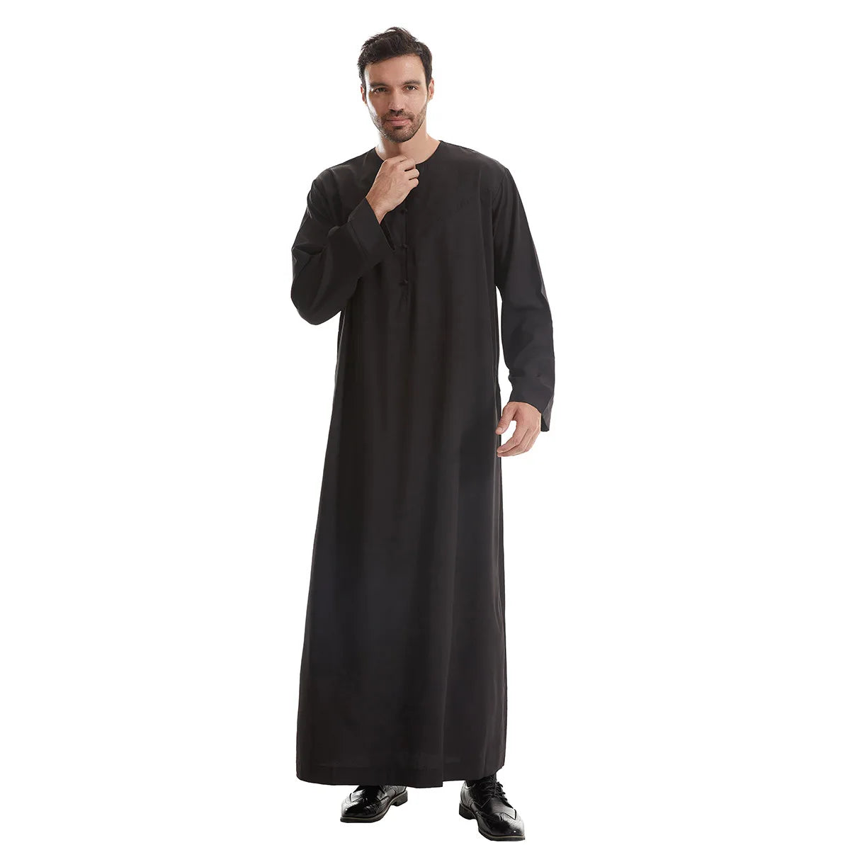 New 2024 Eid Muslim Islamic Middle East Abaya Dubai Malaysia Loose Gown Button Shirt Men Clothing Jalabiya Abayas Ramadan Caftan