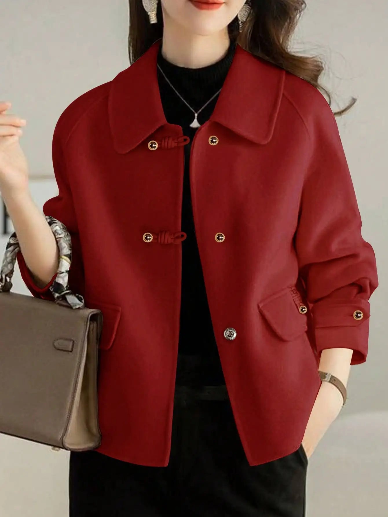 Manteaux courts élégants et unis pour femme, vêtements chauds d'automne et d'hiver, tenues de bureau formelles pour femme, nouveautés en matière de vêtements d'extérieur