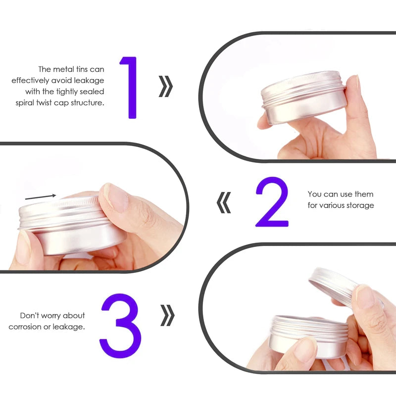 5 ml 10 ml 15 ml 30 ml 50 ml 80 ml round aluminum box tin can screw lid storage scented candle lip balm oil empty jar 10 pcs