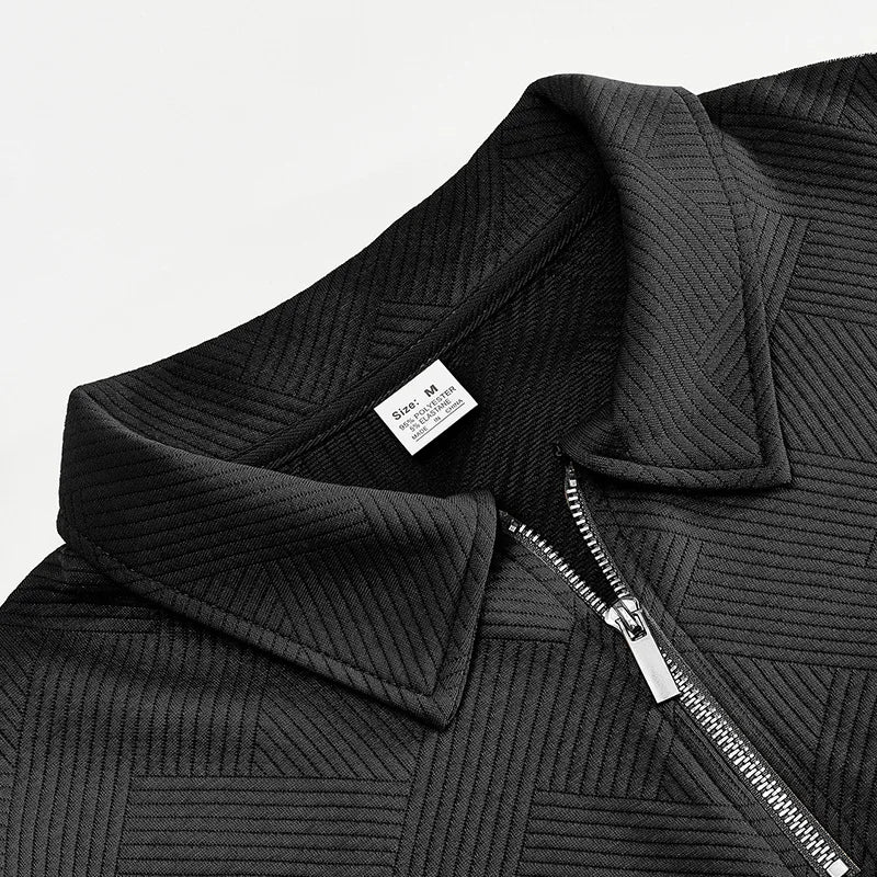 24 grenzüberschreitendes beliebtes Herbst-Langarm-Revers-Reißverschluss-Herren-Freizeit-Poloshirt