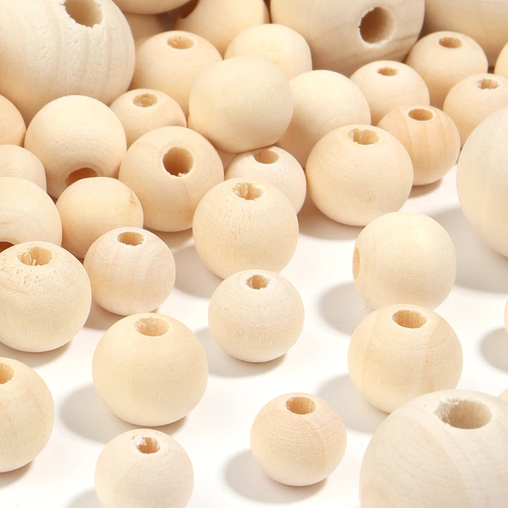 30-100 pièces/lot Perles rondes en bois couleur bûche 6/8/10/12/14/16/18/20/25/30mm Perles entretoises lâches pour accessoires de fabrication de bijoux DIY