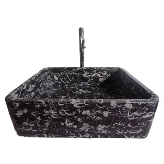 Natural marble sea shell flower basin, black shell wash basin, light luxury stone sink customization