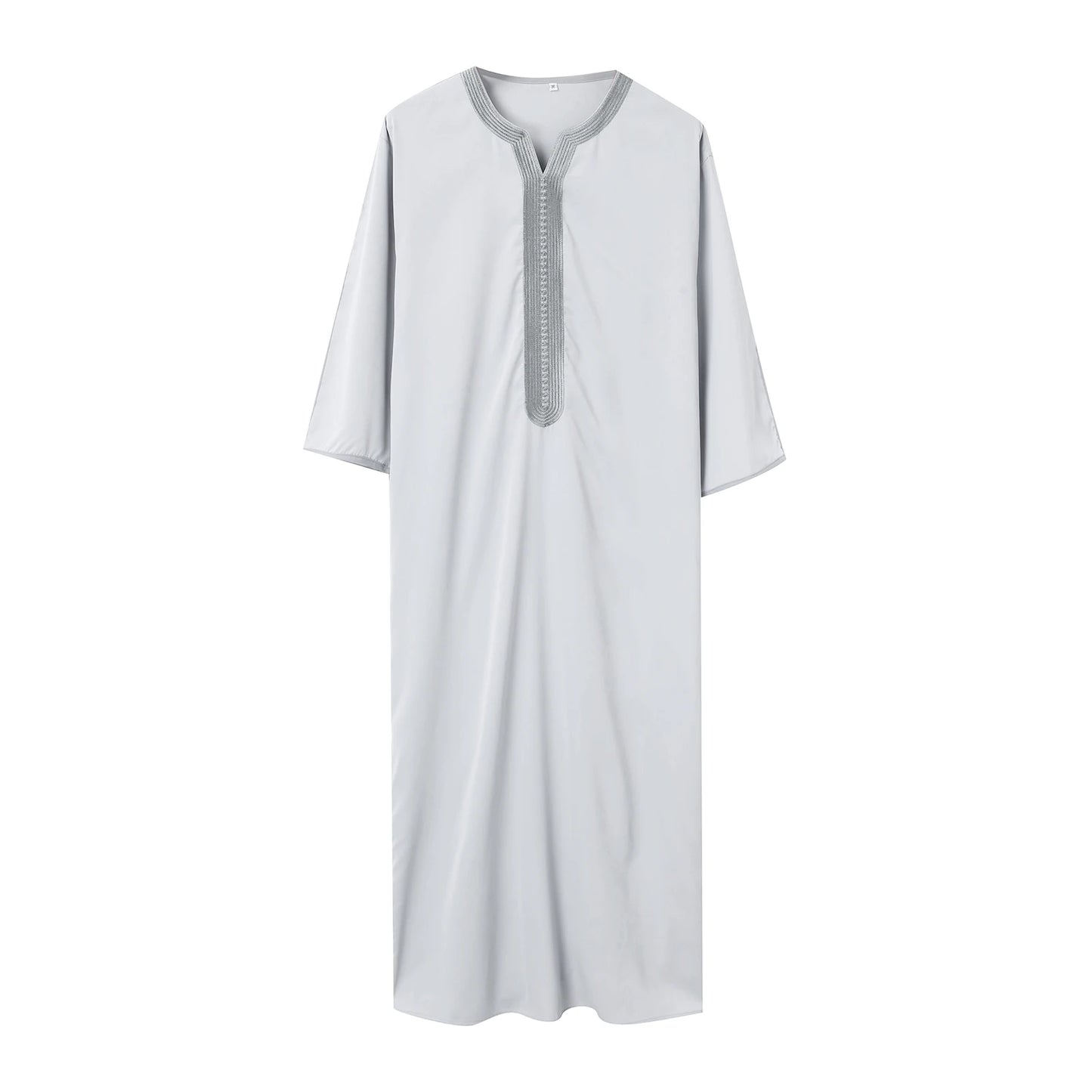 2025 Summer New jubah Muslim Men's Robe Short Sleeve Embroidered Arab Ethnic Style Men's Islamic Clothing