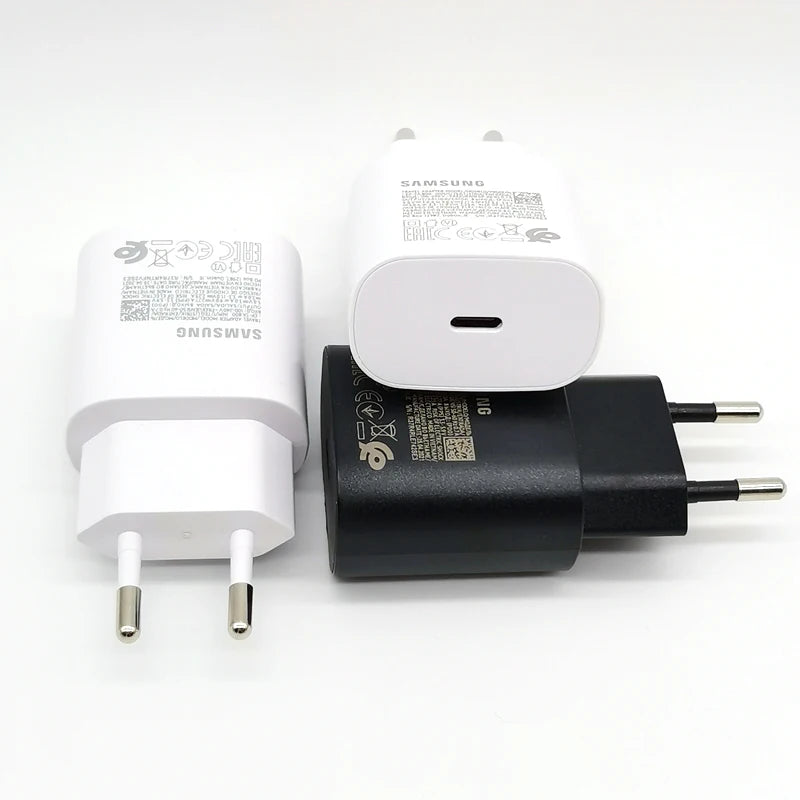 Chargeur ultra rapide Samsung 25W Type C pour Galaxy S24 S23 S20 S21 S22 Plus Note 20 10 A55 A35 A25 A15 Z Flip Fold 6 5 4 3
