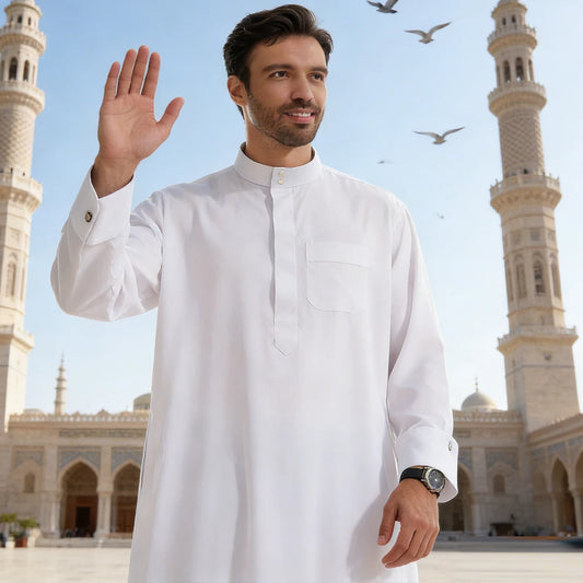 Muslim Men Jubba Thobe Long Robe Saudi Islamic Musulman Wear Clothing Abaya Caftan Islam Dubai Arab Dress Eid Djellaba Dishdasha