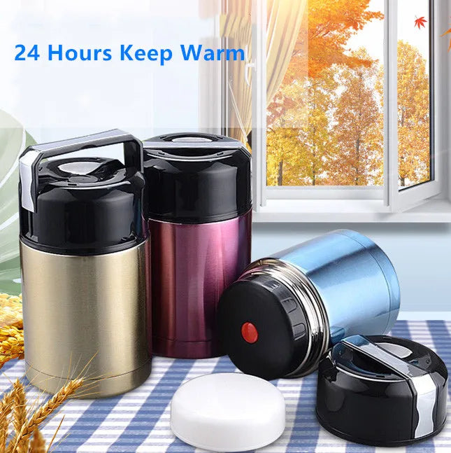 Boîte à déjeuner isotherme grande capacité 800ML/1000ML, Portable en acier inoxydable, Contenants alimentaires pour soupe, Bouteilles isothermes