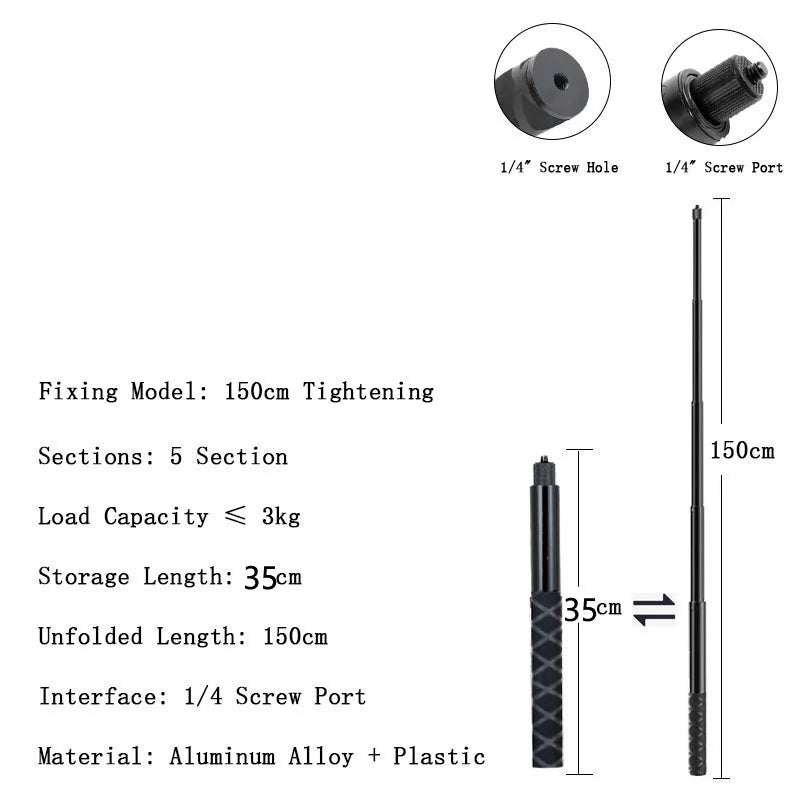 Poignée de bundle perche à selfie pour Insta360 X4 X3 X2 GoPro 12 11 10 9 DJI Action 4 3 SJCAM Camera Bullet Time Perche à selfie invisible