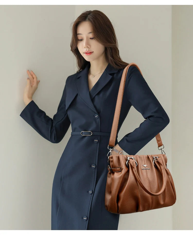 Sac cabas décontracté en cuir véritable, sacs à main de luxe pour femmes, sacs à main de marque, sacs à main en cuir souple de haute qualité pour le travail